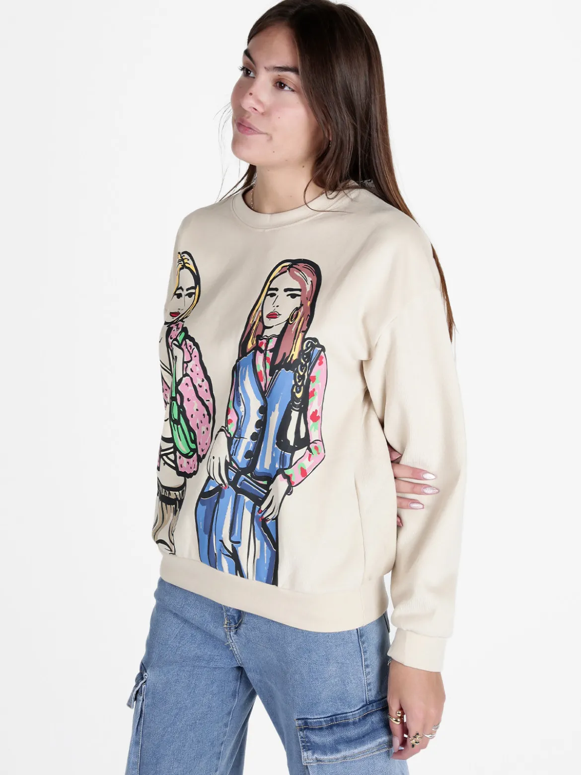 Solada Felpa donna oversize con stampa disegno