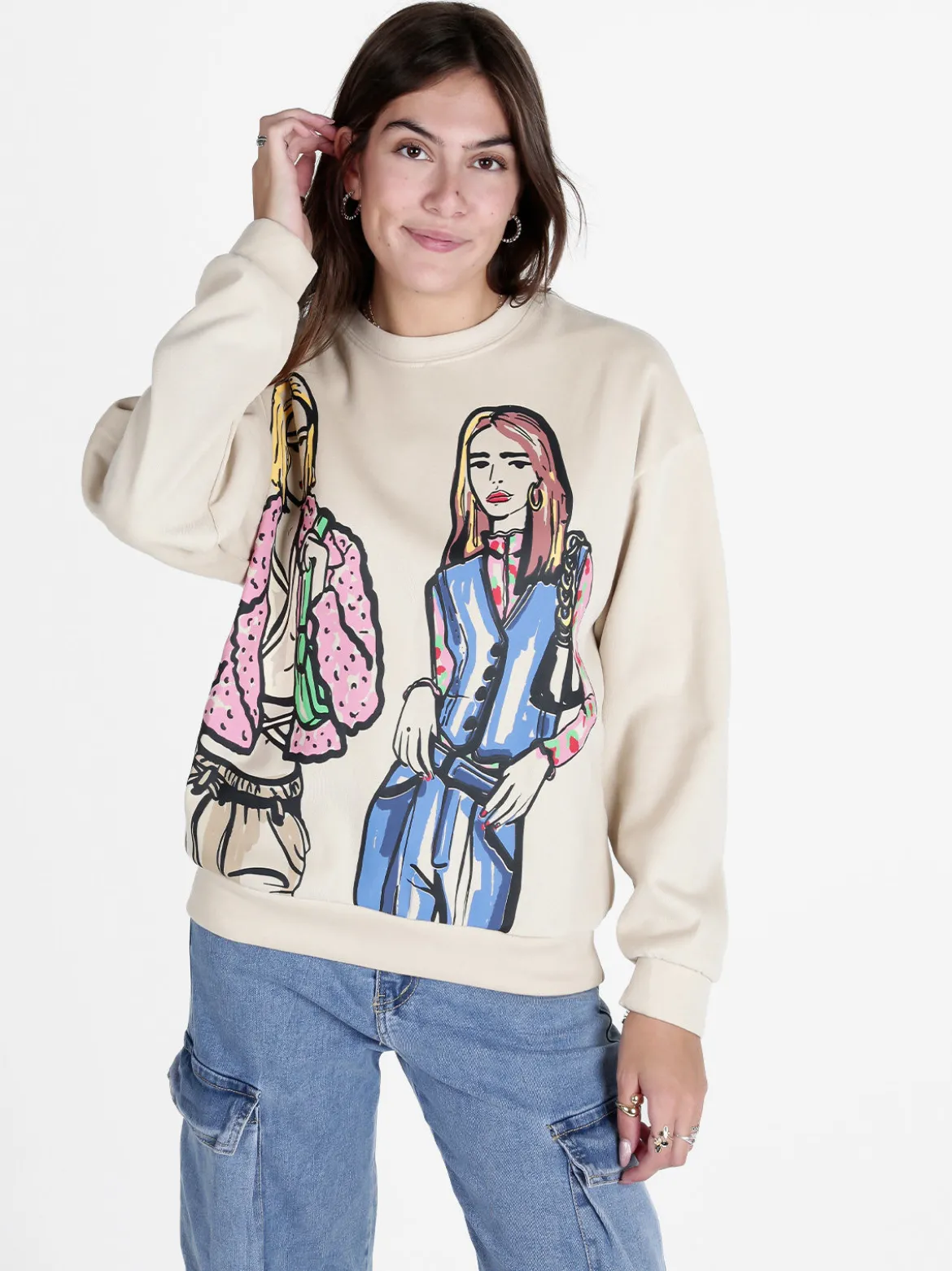 Solada Felpa donna oversize con stampa disegno