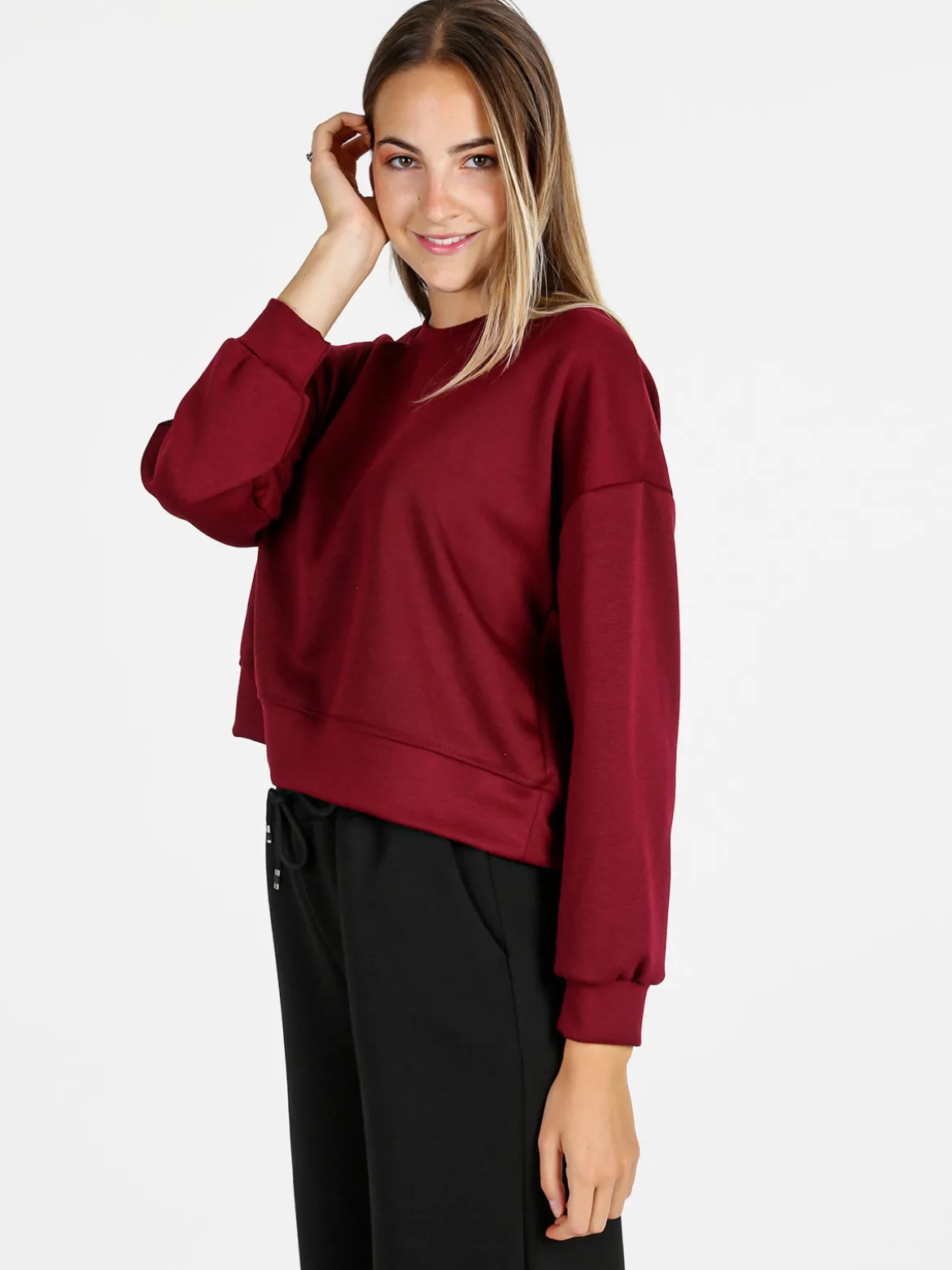 Solada Felpa donna oversize girocollo - bordeaux