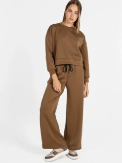 Solada Felpa donna oversize girocollo - marrone
