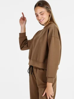 Solada Felpa donna oversize girocollo - marrone