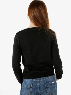 Solada Felpa girocollo da donna con stampa e strass - nero