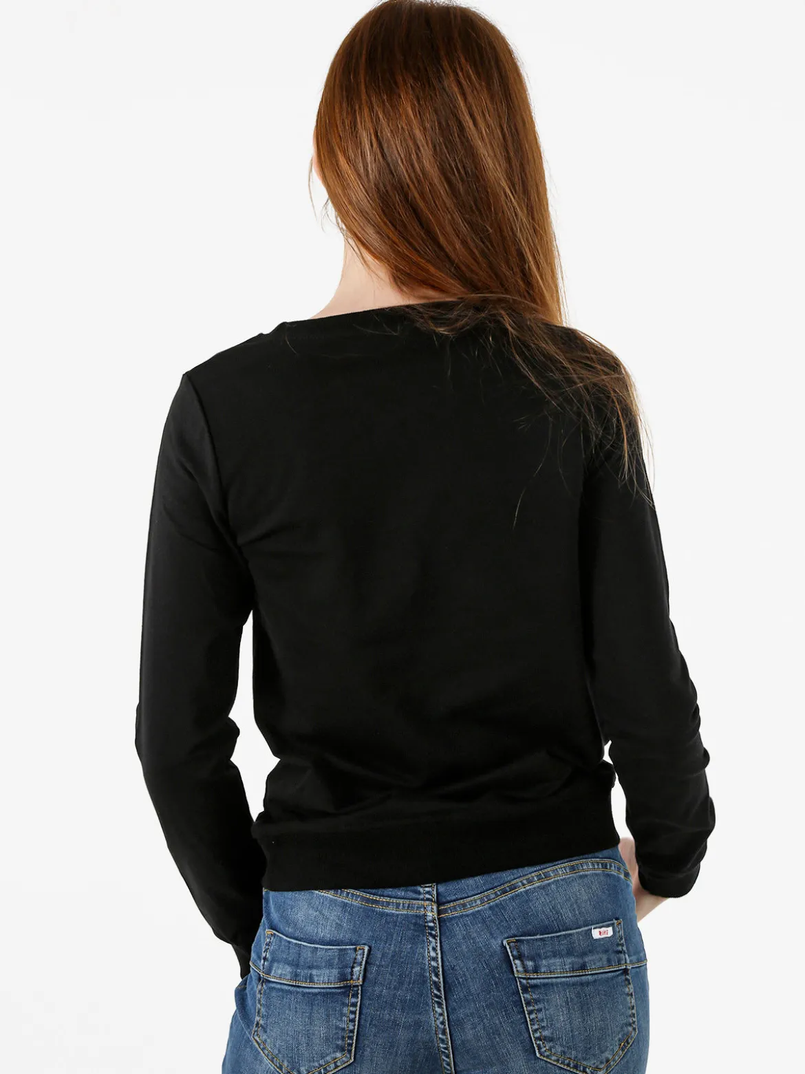 Solada Felpa girocollo da donna con stampa e strass - nero