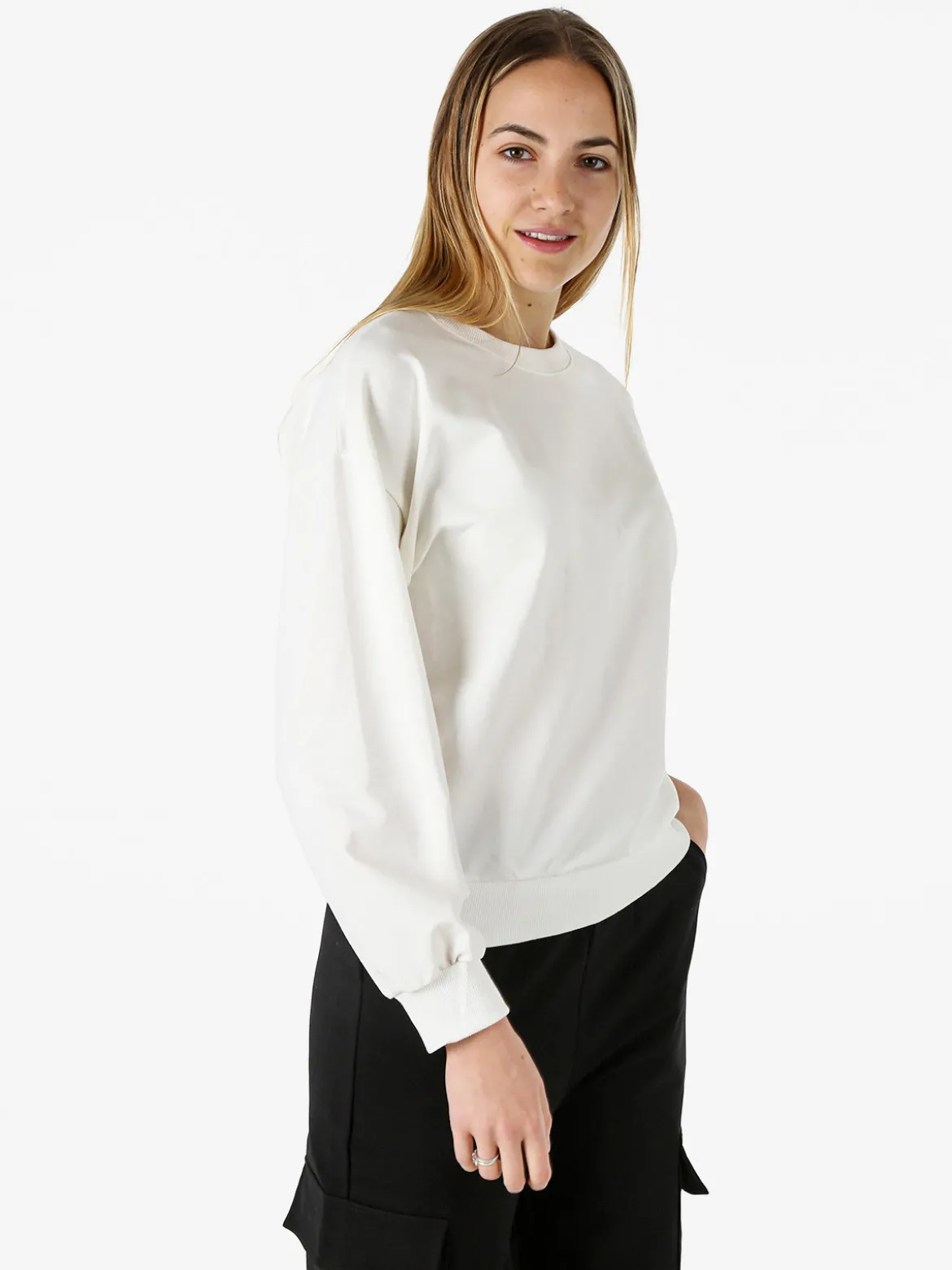 Solada Felpa girocollo da donna in cotone - bianco