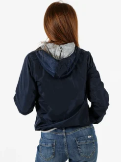 Solada Giacca a vento da donna reversibile con cappuccio e zip - blu scuro