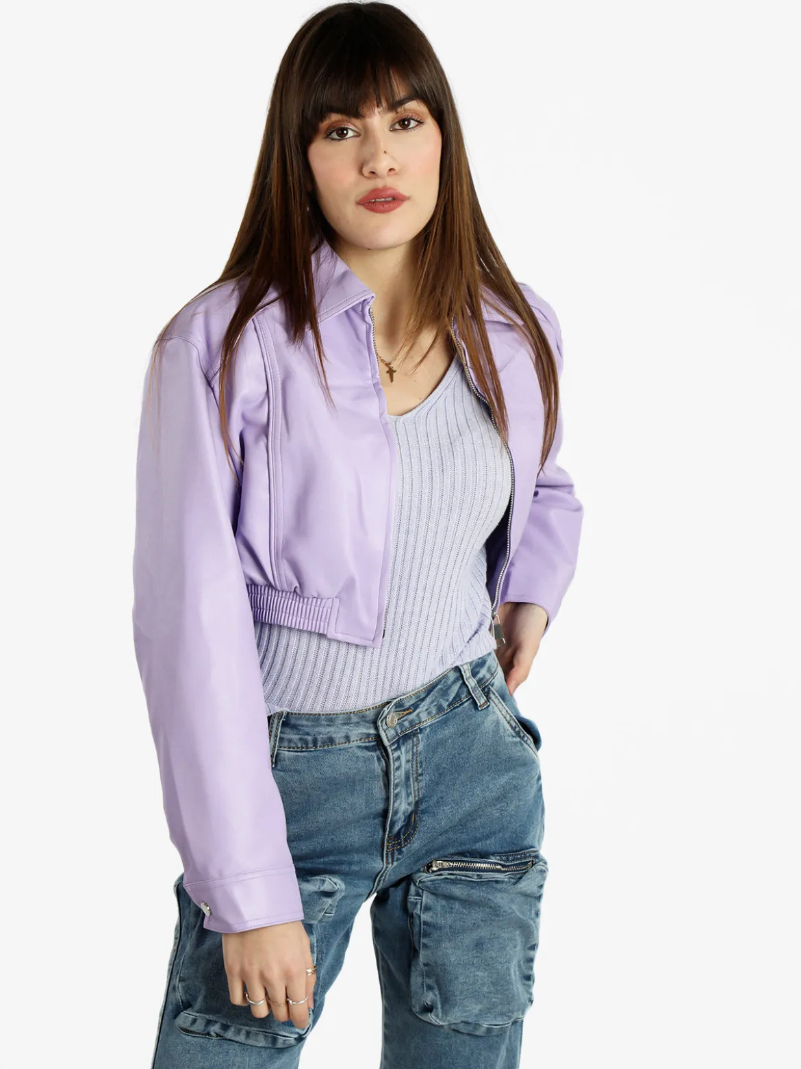 Solada Giacca cropped da donna in ecopelle