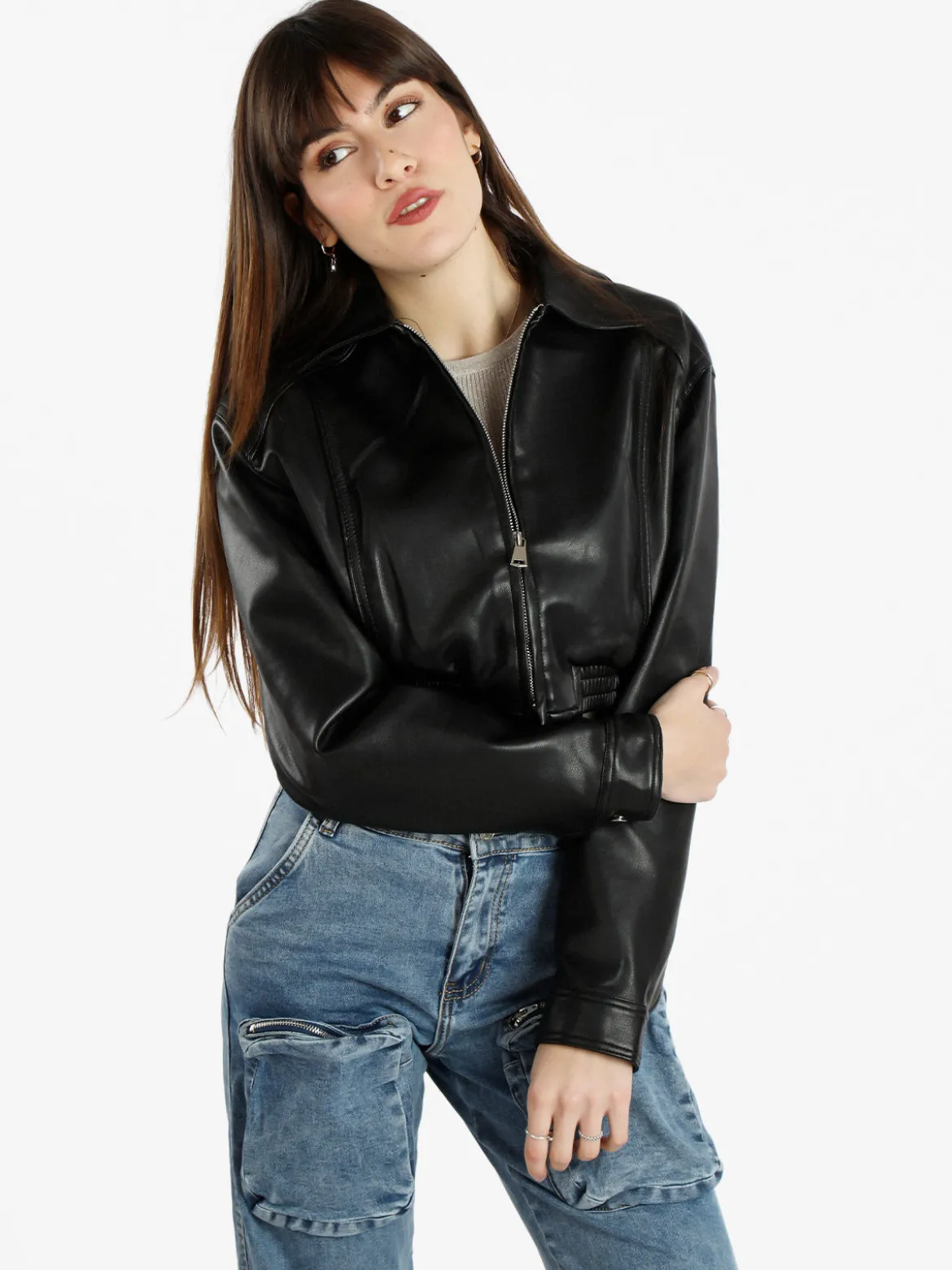 Solada Giacca cropped da donna in ecopelle