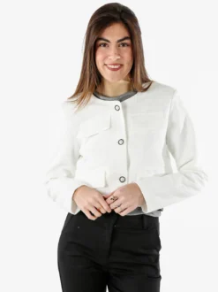 Solada Giacca cropped da donna in tweed - bianco