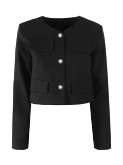 Solada Giacca cropped da donna in tweed - nero