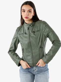 Solada Giacca da donna in ecopelle - verde scuro