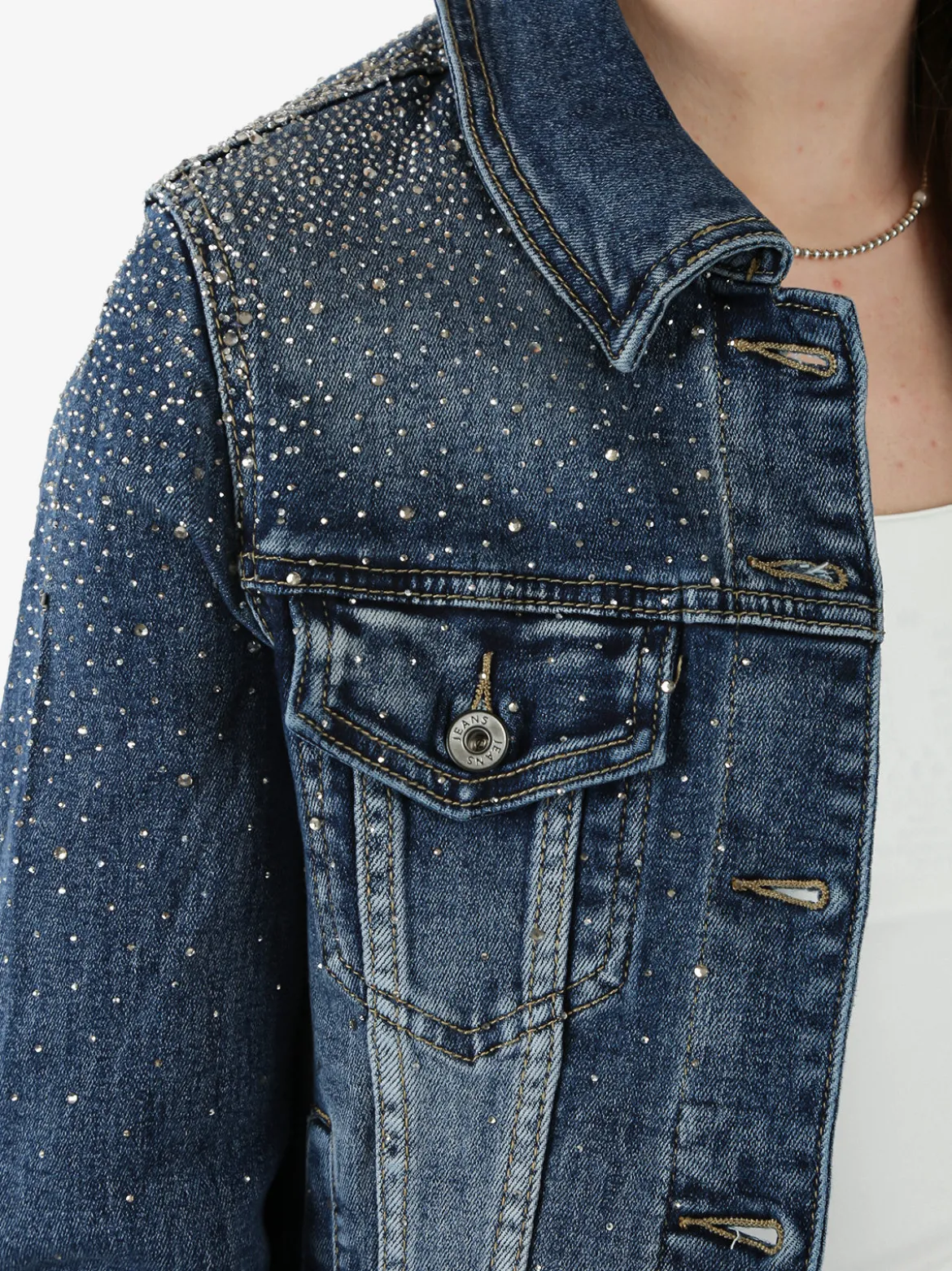 Solada Giacca donna in jeans con strass - jeans