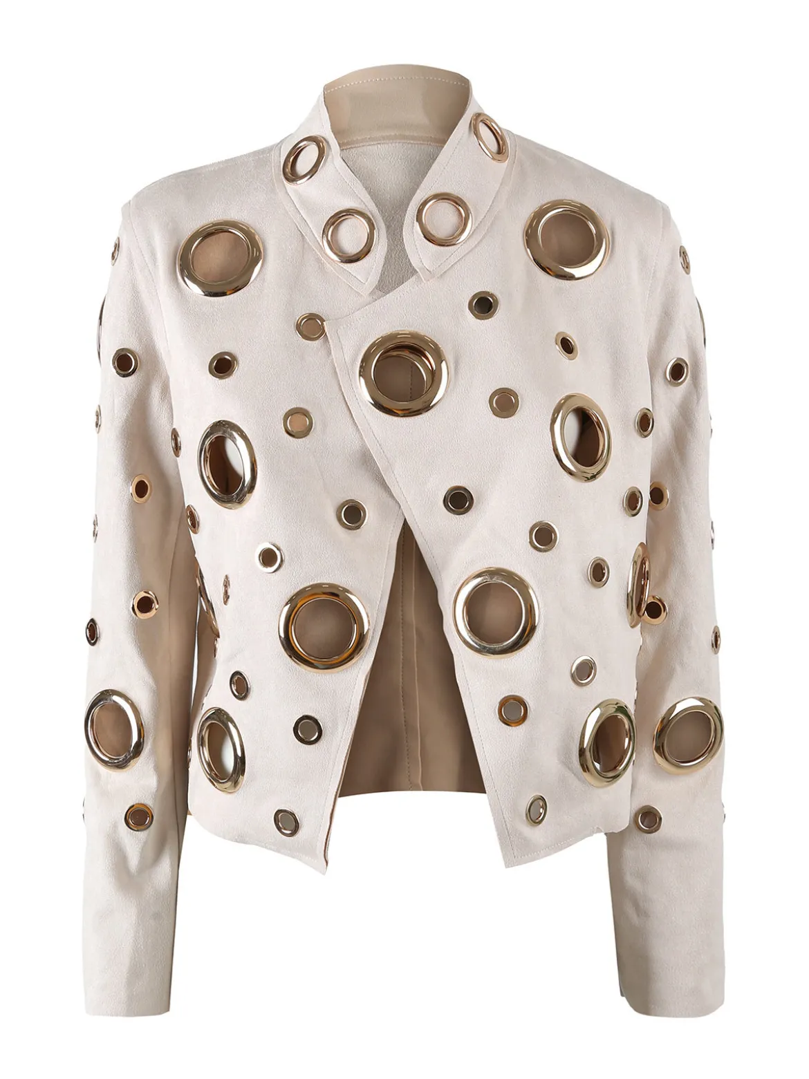 Solada Giacca donna in tessuto scamosciato con anelli - beige