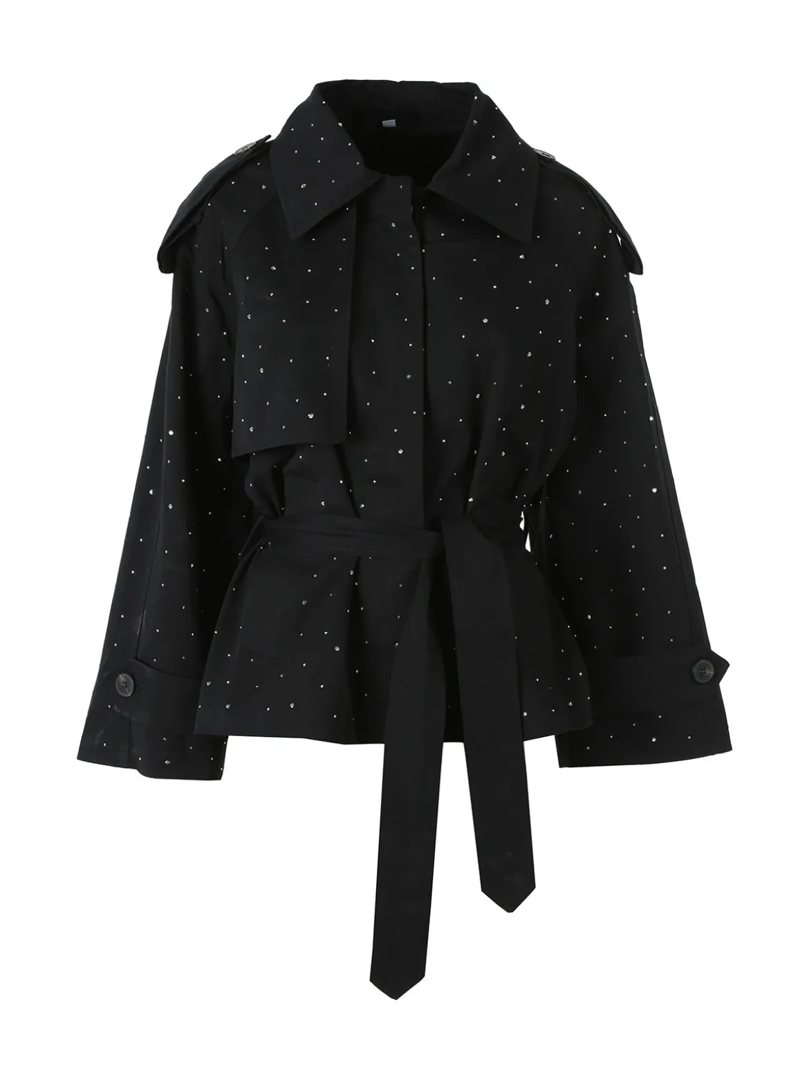 Solada Giacca donna oversize in cotone con micro borchie - nero