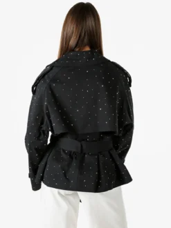 Solada Giacca donna oversize in cotone con micro borchie - nero