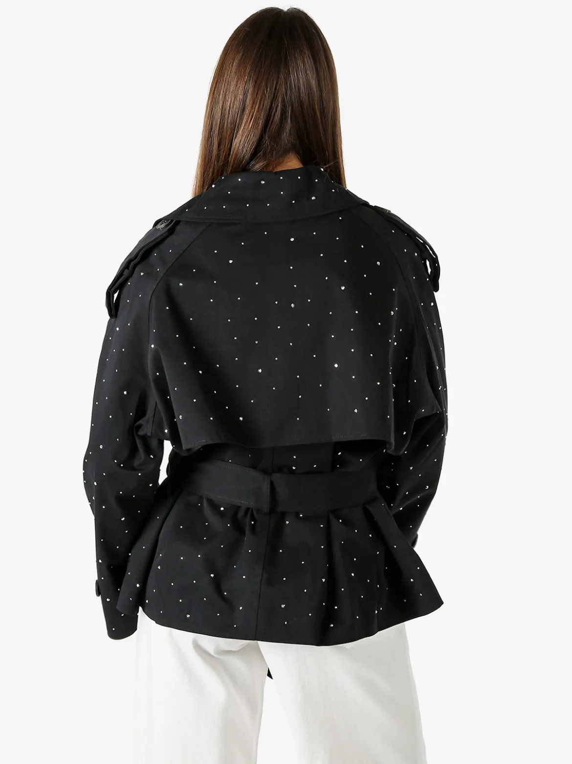 Solada Giacca donna oversize in cotone con micro borchie - nero
