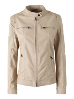 Solada Giacca in ecopelle da donna taglie grandi - beige