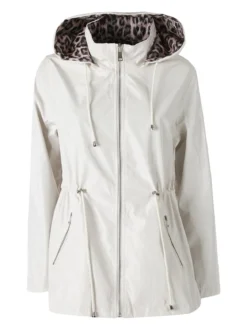 Solada Giacca leggera da donna reversibile con cappuccio e zip - panna