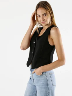 Solada Gilet donna con bottoni - nero