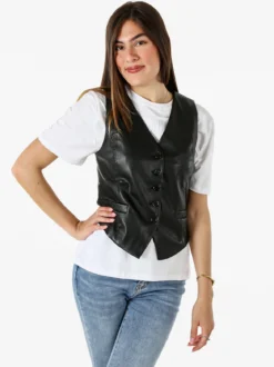 Solada Gilet donna in ecopelle - nero