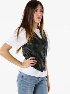 Solada Gilet donna in ecopelle - nero