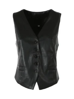 Solada Gilet donna in ecopelle - nero