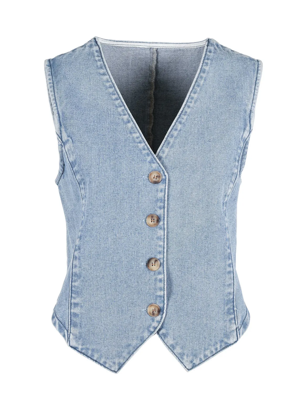 Solada Gilet donna in jeans con bottoni