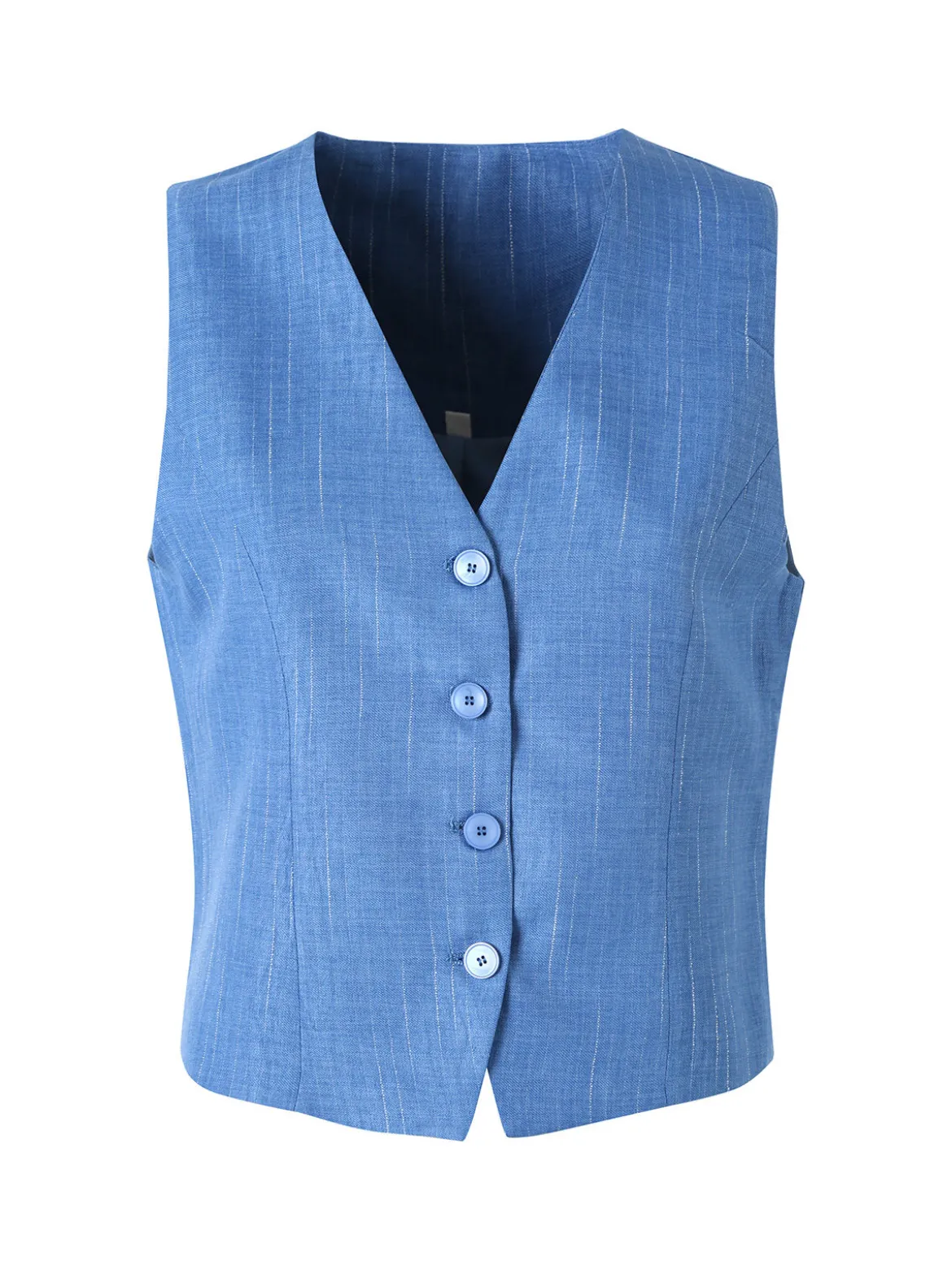 Solada Gilet donna in misto lino e viscosa con bottoni - blu
