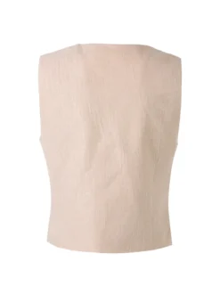 Solada Gilet donna in misto lino e viscosa con bottoni - khaki