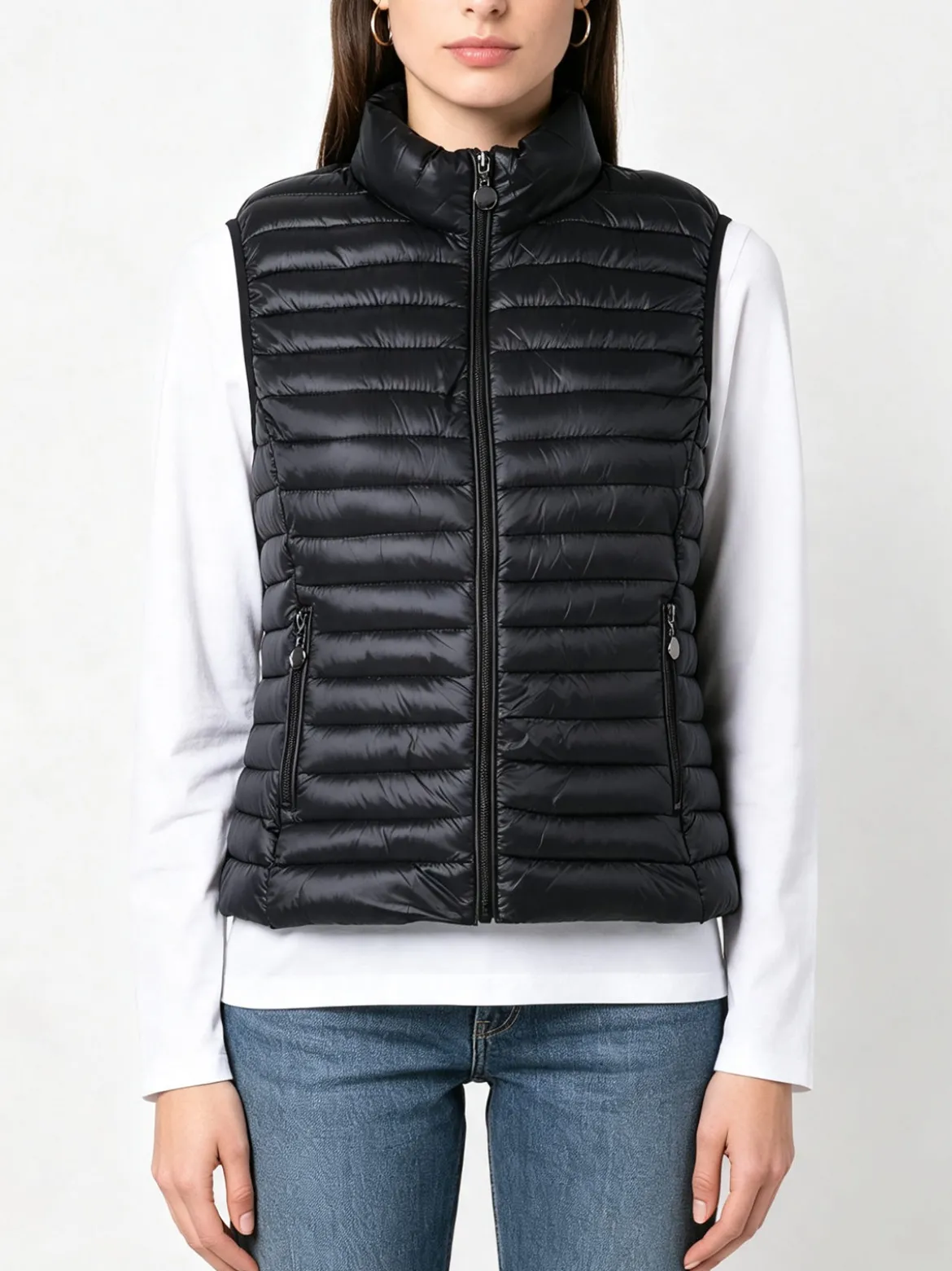 Solada Gilet imbottito da donna full zip - nero
