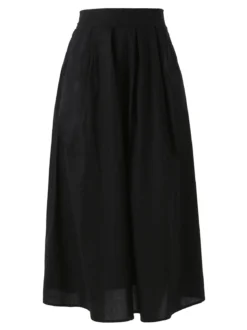 Solada Gonna midi da donna in cotone - nero