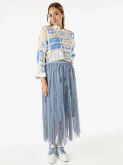 Solada Gonna midi da donna in tulle - cielo