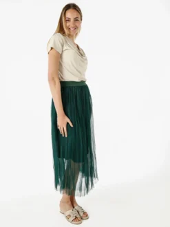 Solada Gonna midi da donna in tulle - verde