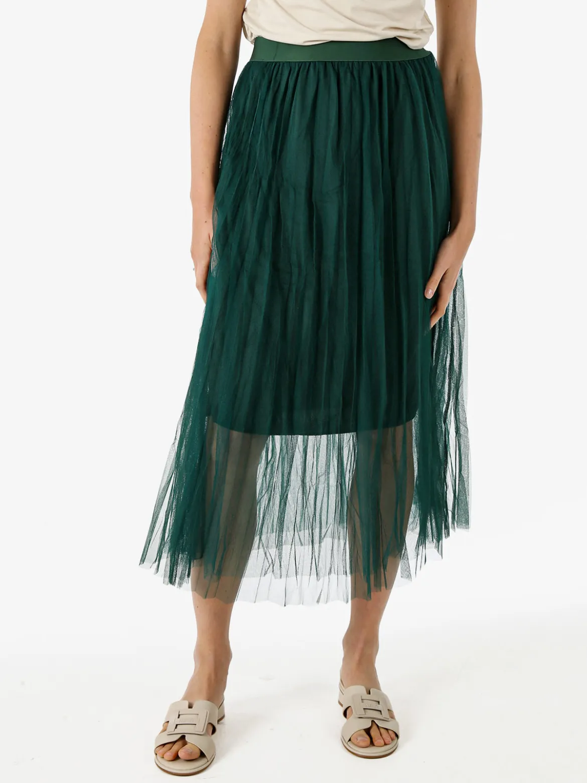 Solada Gonna midi da donna in tulle - verde