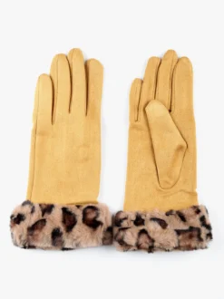 Solada Guanti da donna scamosciati con bordo animalier in pelliccia sintetica