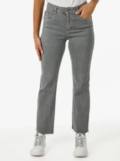 Solada Jeans donna cropped con finale taglio laser - grigio