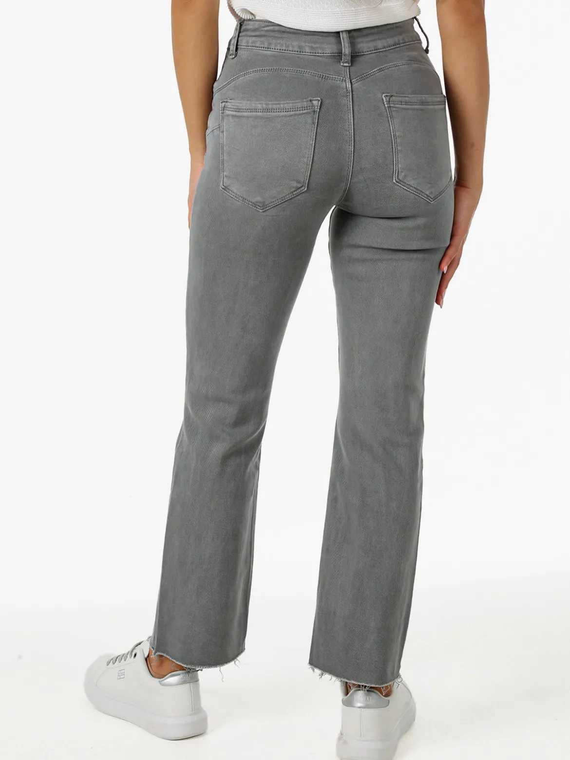 Solada Jeans donna cropped con finale taglio laser - grigio