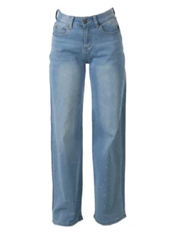 Solada Jeans donna wide leg con micro borchie - jeans