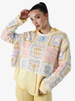 Solada Maglia da donna colorata in macramè - rosa