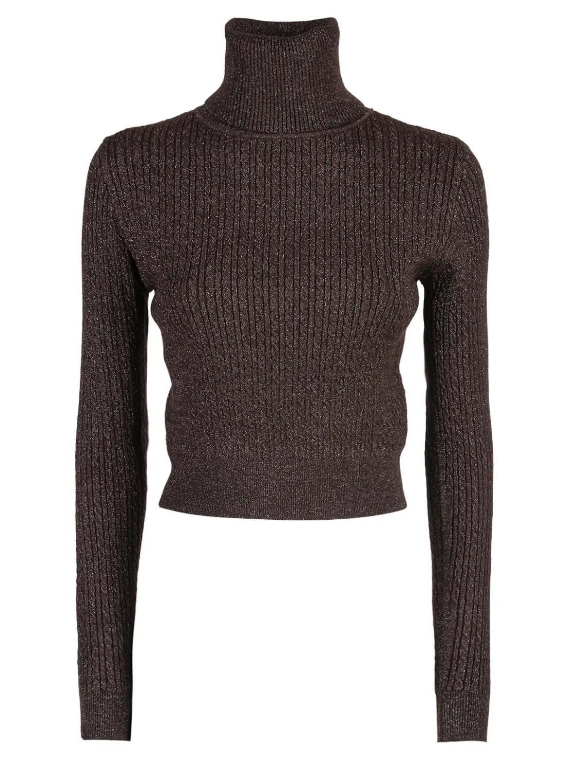 Solada Maglia dolcevita donna a trecce con lurex - moro