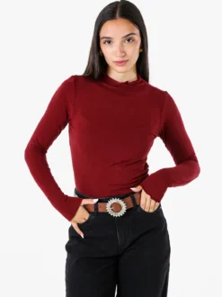 Solada Maglia donna accollata a maniche lunghe - bordeaux
