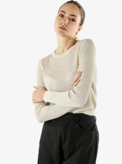 Solada Maglia donna a coste con lurex - beige