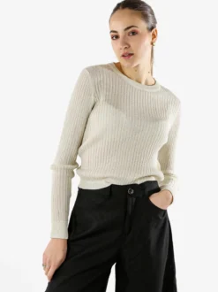Solada Maglia donna a coste con lurex - beige