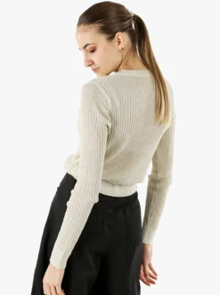 Solada Maglia donna a coste con lurex - beige