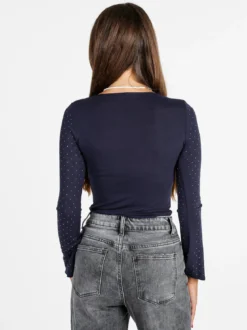 Solada Maglia donna a maniche lunghe con borchie - blu scuro