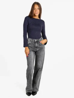 Solada Maglia donna a maniche lunghe con borchie - blu scuro