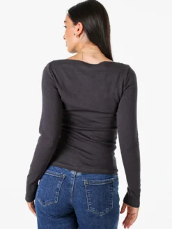 Solada Maglia donna a maniche lunghe con scollo a barchetta - grigio scuro