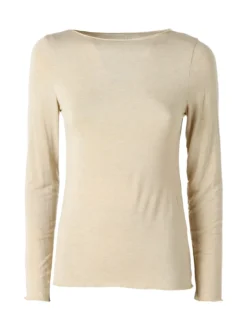 Solada Maglia donna a maniche lunghe con scollo a barchetta - beige