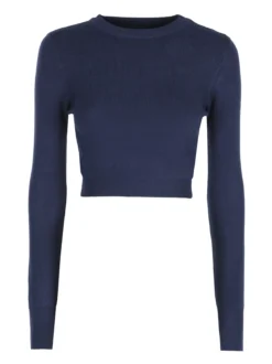 Solada Maglia donna cropped a costine - blu scuro