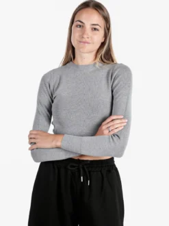 Solada Maglia donna cropped a costine - grigio