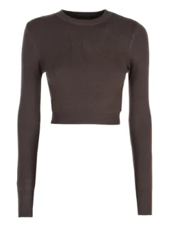 Solada Maglia donna cropped a costine - moro